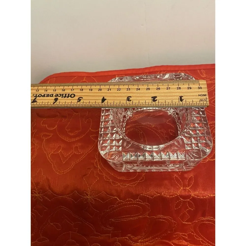 Diamond Cut French Lead Crystal Candle Holder, Pillar Or Tea Lite Made In France